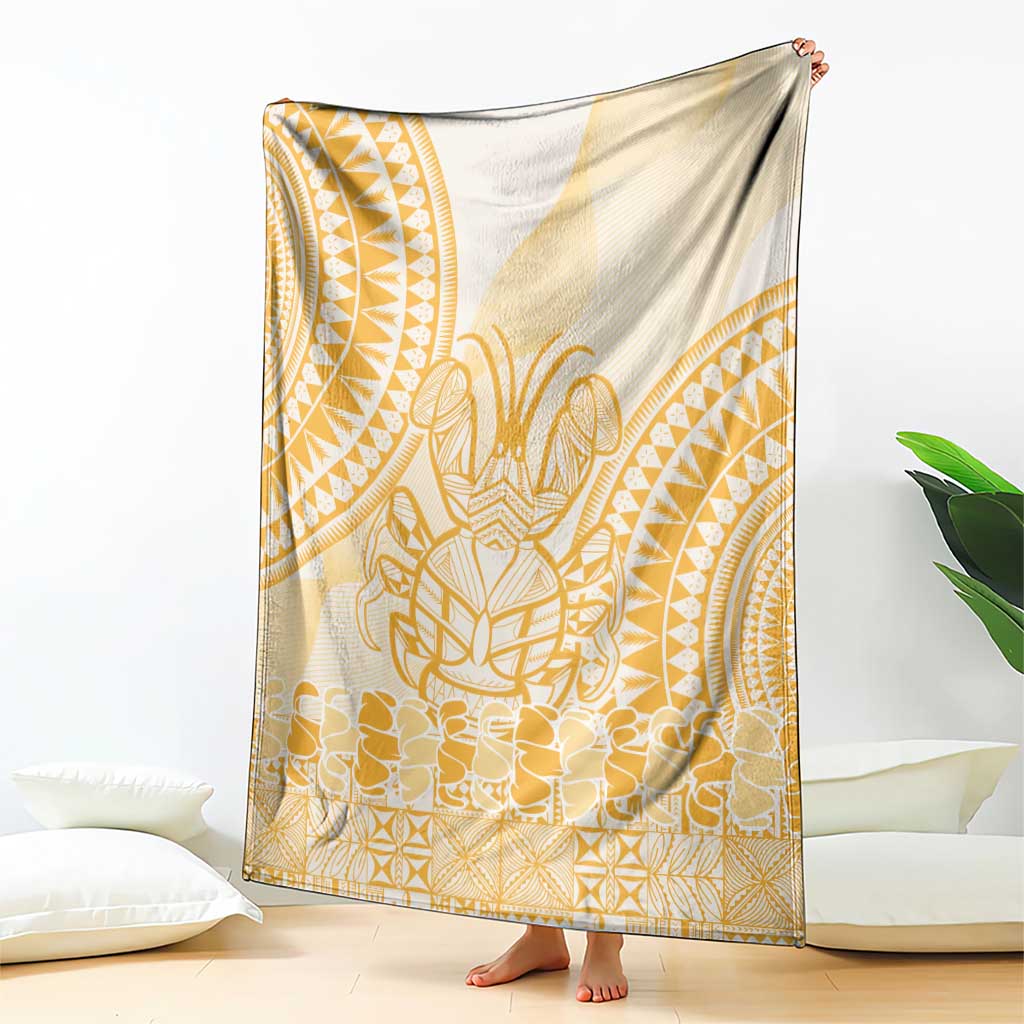 Niue Language Week Blanket The Rock Coconut Crab - Siapo Gold Pastel LT14 - Polynesian Pride