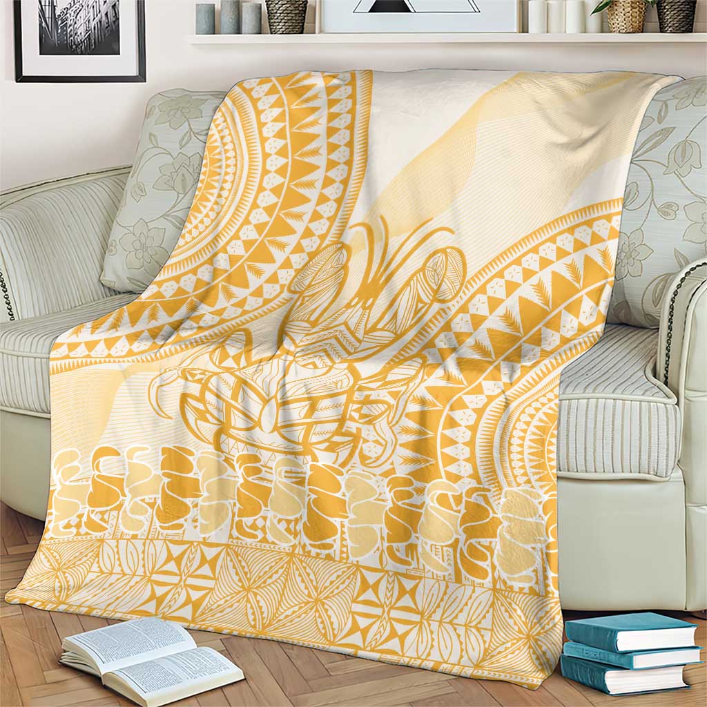 Niue Language Week Blanket The Rock Coconut Crab - Siapo Gold Pastel LT14 - Polynesian Pride