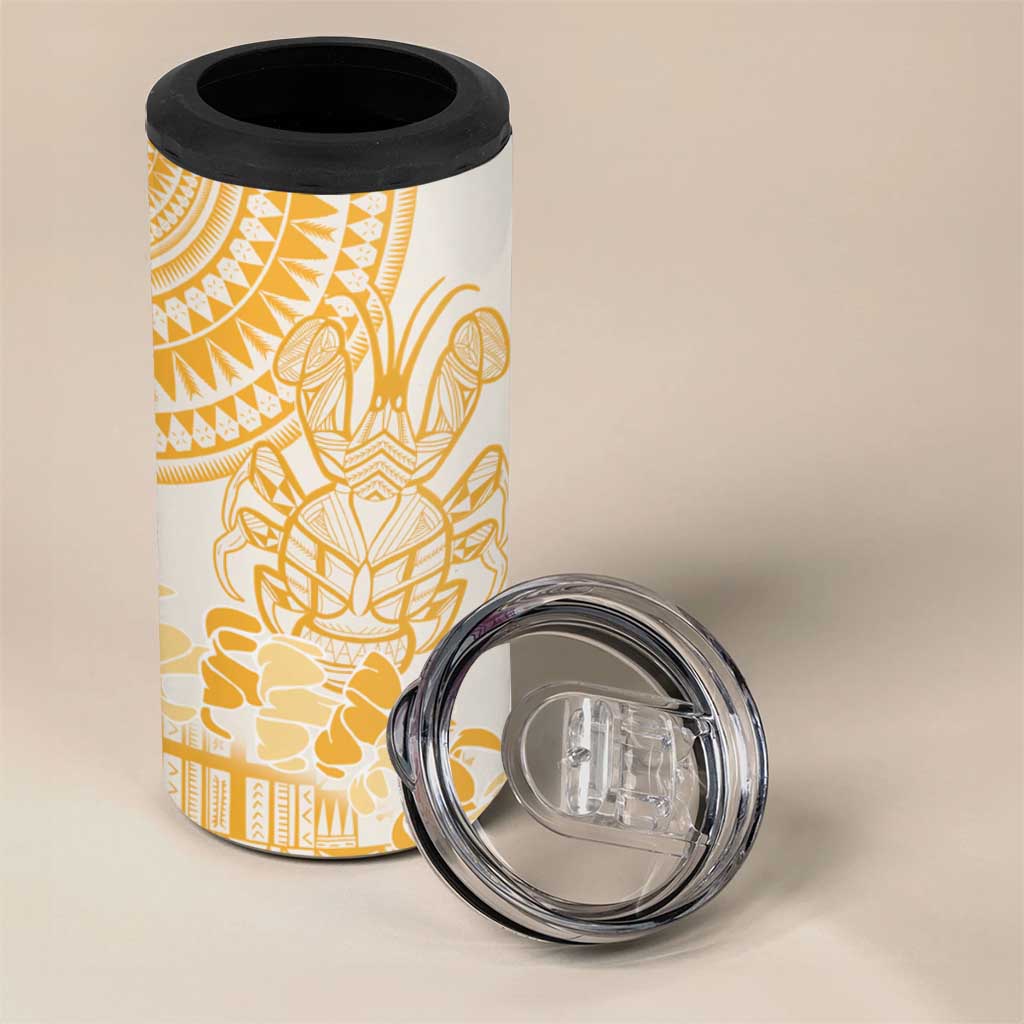 Niue Language Week 4 in 1 Can Cooler Tumbler The Rock Coconut Crab - Siapo Gold Pastel