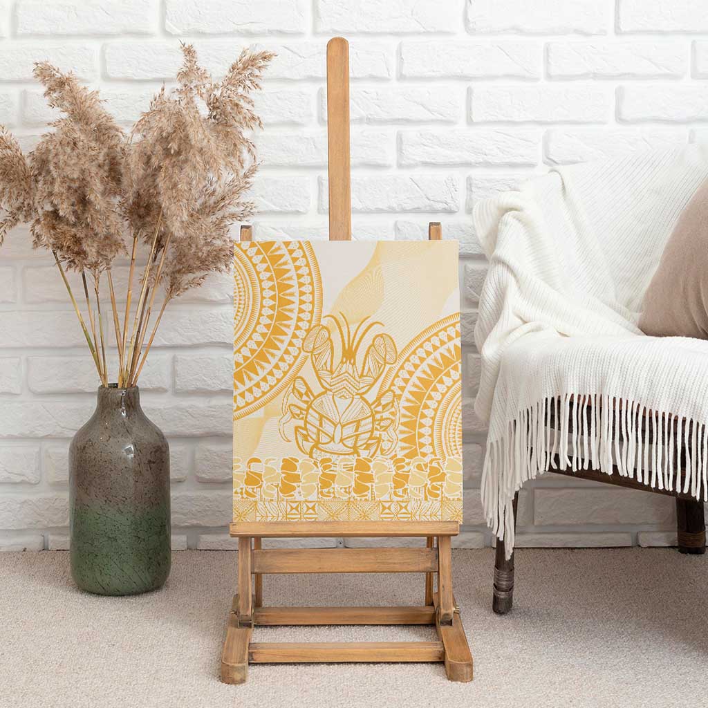 Niue Language Week Canvas Wall Art The Rock Coconut Crab - Siapo Gold Pastel LT14 - Polynesian Pride