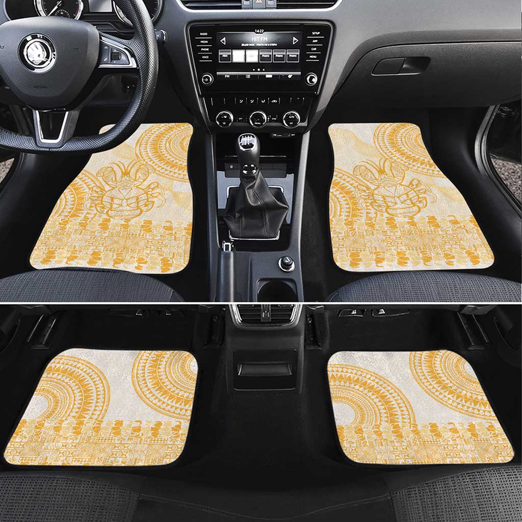 Niue Language Week Car Mats The Rock Coconut Crab - Siapo Gold Pastel LT14 Set 4pcs Gold - Polynesian Pride