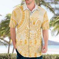 Niue Language Week Hawaiian Shirt The Rock Coconut Crab - Siapo Gold Pastel LT14 - Polynesian Pride
