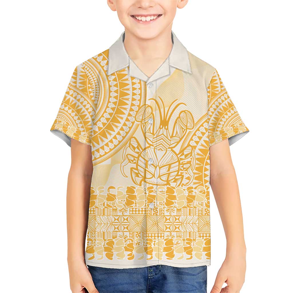 Niue Language Week Hawaiian Shirt The Rock Coconut Crab - Siapo Gold Pastel LT14 - Polynesian Pride