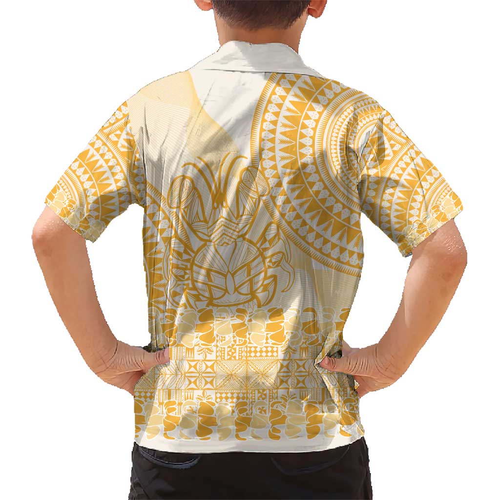 Niue Language Week Hawaiian Shirt The Rock Coconut Crab - Siapo Gold Pastel LT14 - Polynesian Pride