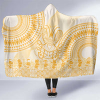 Niue Language Week Hooded Blanket The Rock Coconut Crab - Siapo Gold Pastel LT14 One Size Gold - Polynesian Pride