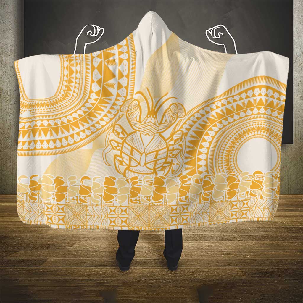 Niue Language Week Hooded Blanket The Rock Coconut Crab - Siapo Gold Pastel LT14 - Polynesian Pride