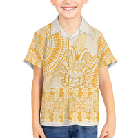 Niue Language Week Kid Hawaiian Shirt The Rock Coconut Crab - Siapo Gold Pastel