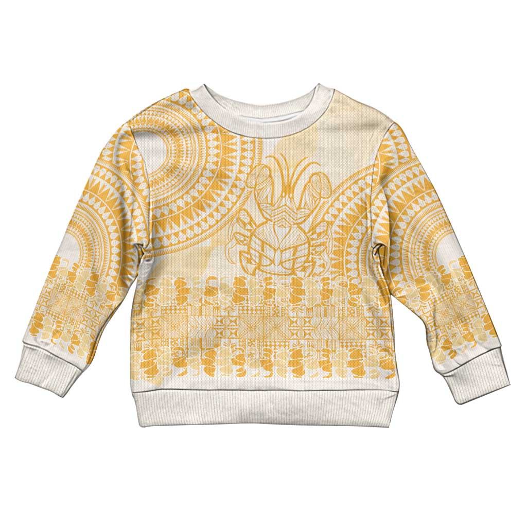 Niue Language Week Kid Ugly Christmas Sweater The Rock Coconut Crab - Siapo Gold Pastel