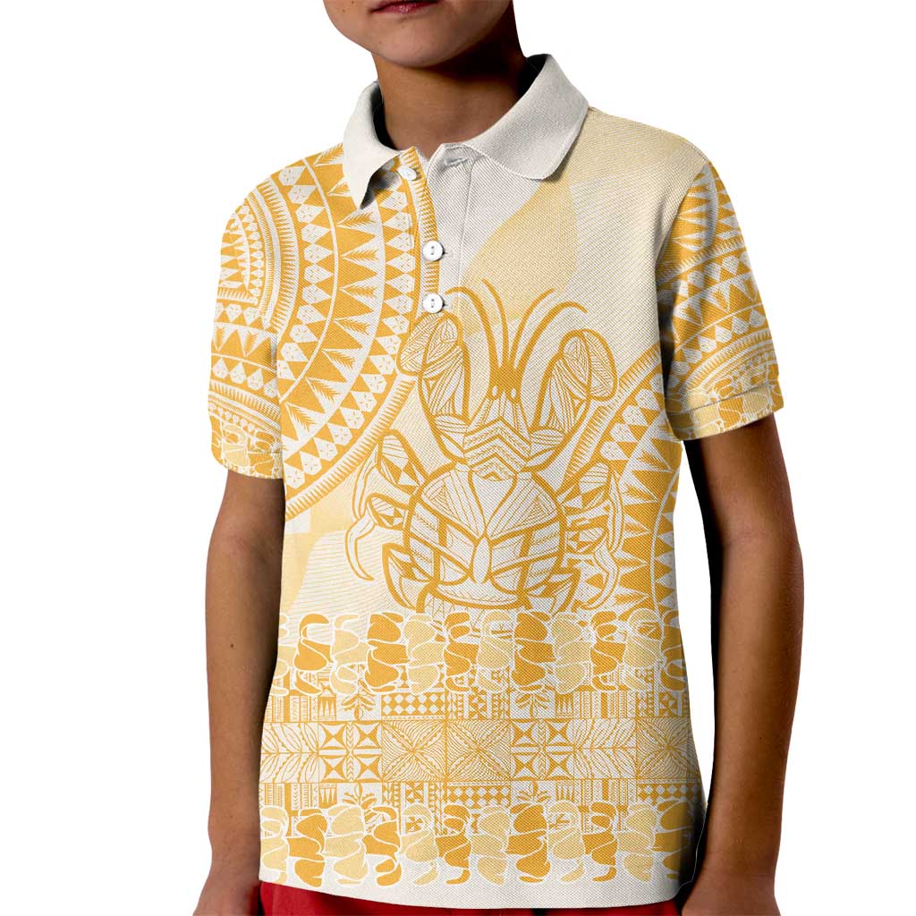 Niue Language Week Kid Polo Shirt The Rock Coconut Crab - Siapo Gold Pastel