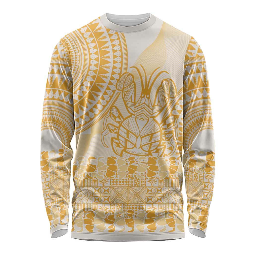 Niue Language Week Long Sleeve Shirt The Rock Coconut Crab - Siapo Gold Pastel