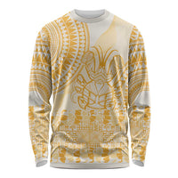 Niue Language Week Long Sleeve Shirt The Rock Coconut Crab - Siapo Gold Pastel