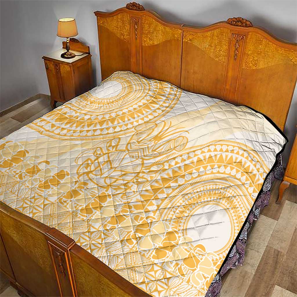 Niue Language Week Quilt The Rock Coconut Crab - Siapo Gold Pastel