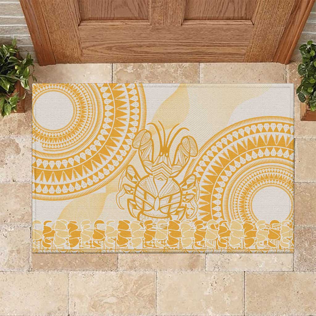 Niue Language Week Rubber Doormat The Rock Coconut Crab - Siapo Gold Pastel LT14 Gold - Polynesian Pride