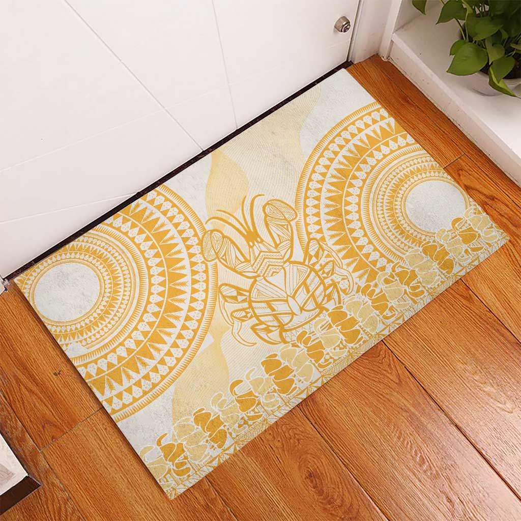 Niue Language Week Rubber Doormat The Rock Coconut Crab - Siapo Gold Pastel LT14 - Polynesian Pride