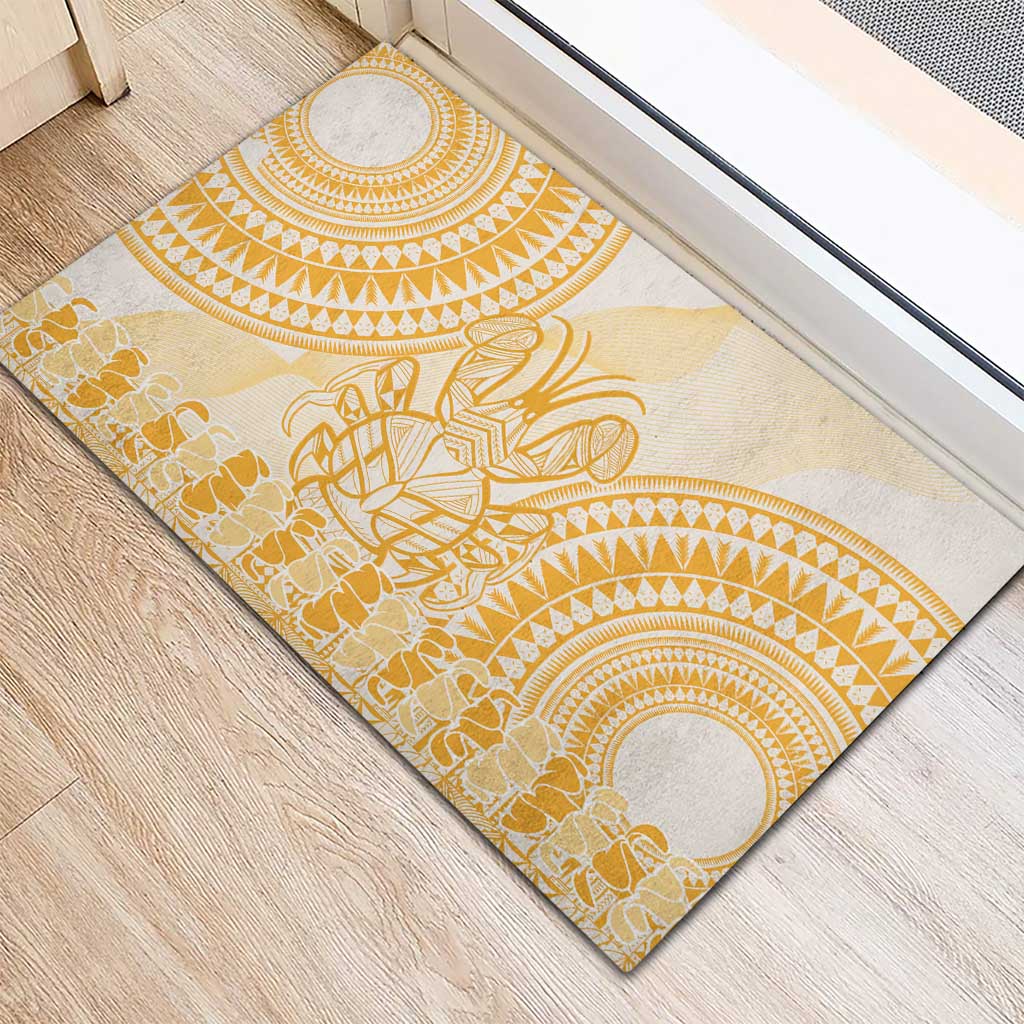 Niue Language Week Rubber Doormat The Rock Coconut Crab - Siapo Gold Pastel LT14 - Polynesian Pride