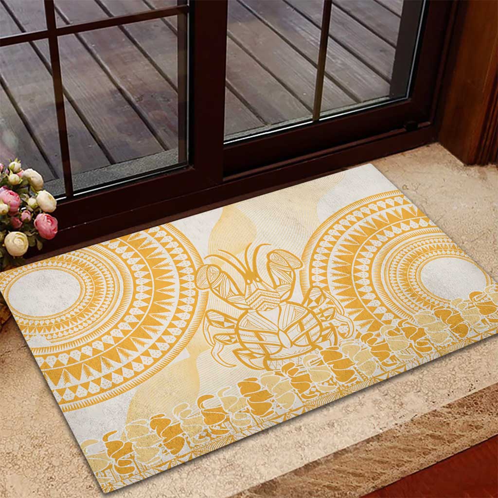 Niue Language Week Rubber Doormat The Rock Coconut Crab - Siapo Gold Pastel LT14 - Polynesian Pride