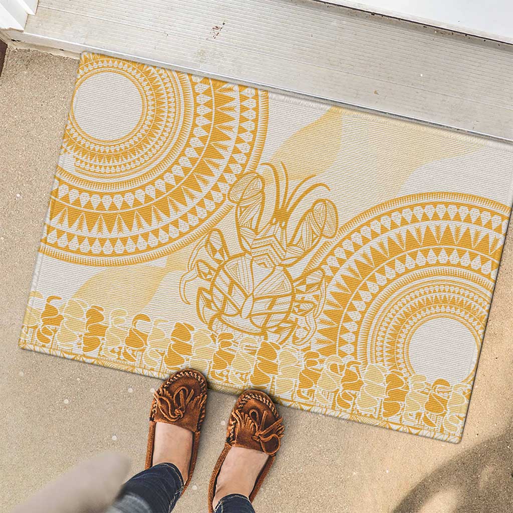 Niue Language Week Rubber Doormat The Rock Coconut Crab - Siapo Gold Pastel LT14 - Polynesian Pride