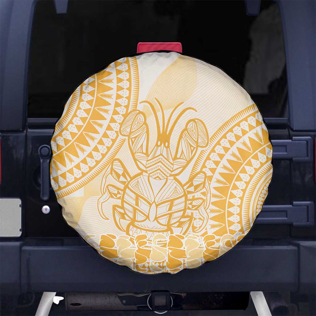 Niue Language Week Spare Tire Cover The Rock Coconut Crab - Siapo Gold Pastel LT14 - Polynesian Pride