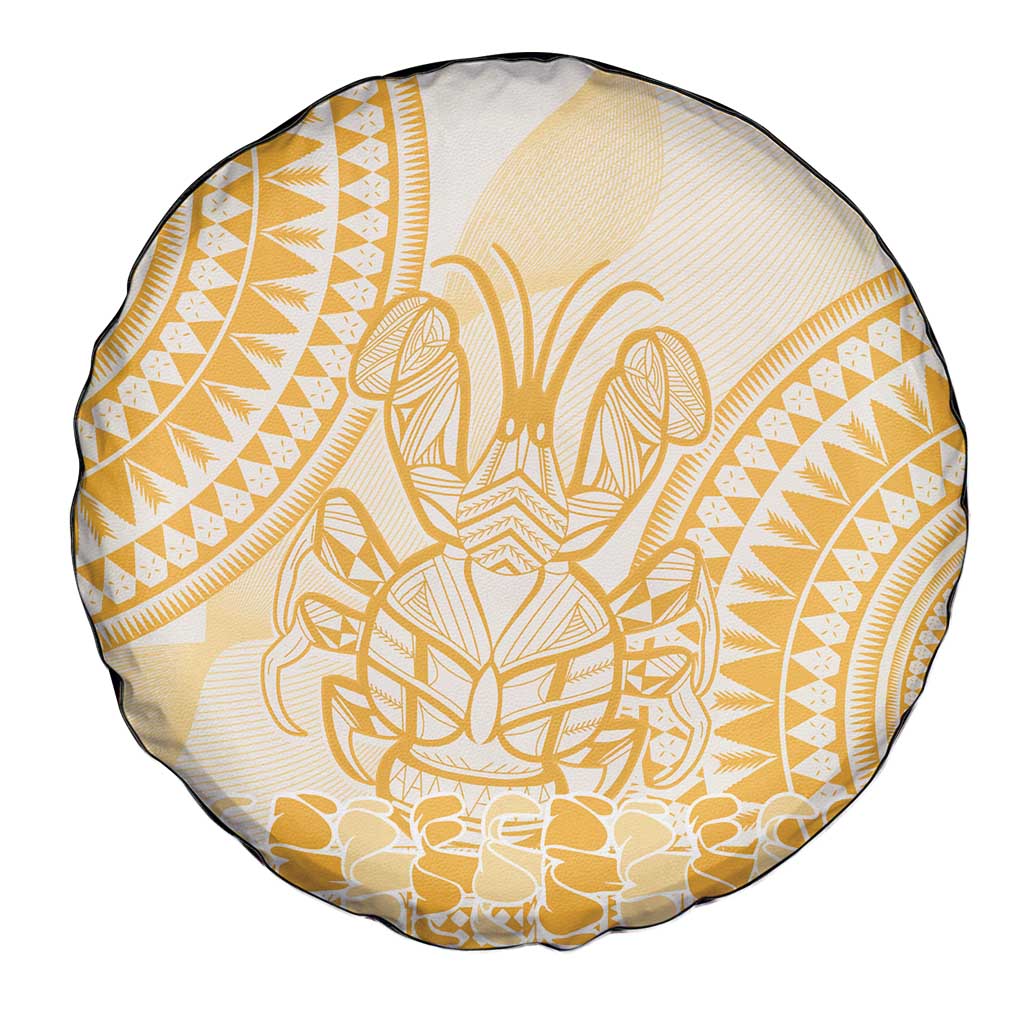 Niue Language Week Spare Tire Cover The Rock Coconut Crab - Siapo Gold Pastel LT14 - Polynesian Pride