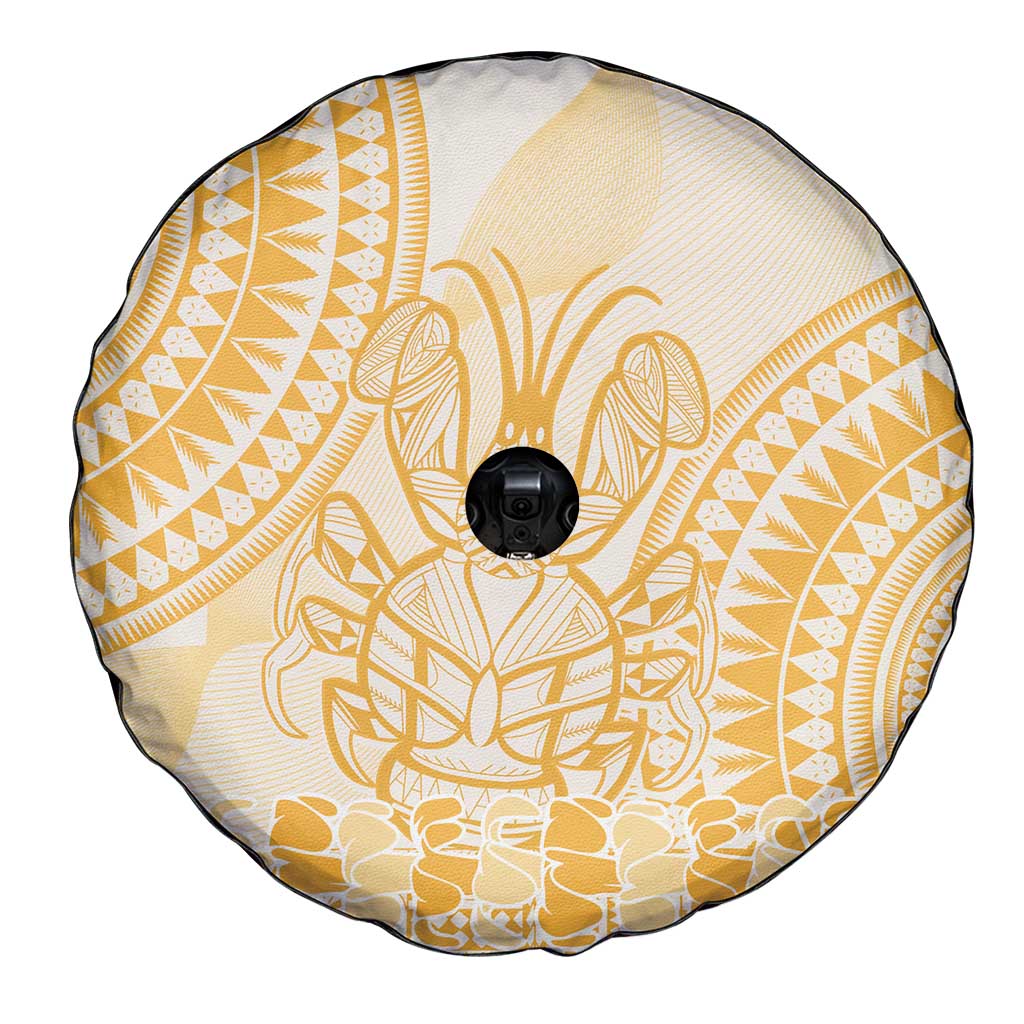 Niue Language Week Spare Tire Cover The Rock Coconut Crab - Siapo Gold Pastel LT14 - Polynesian Pride
