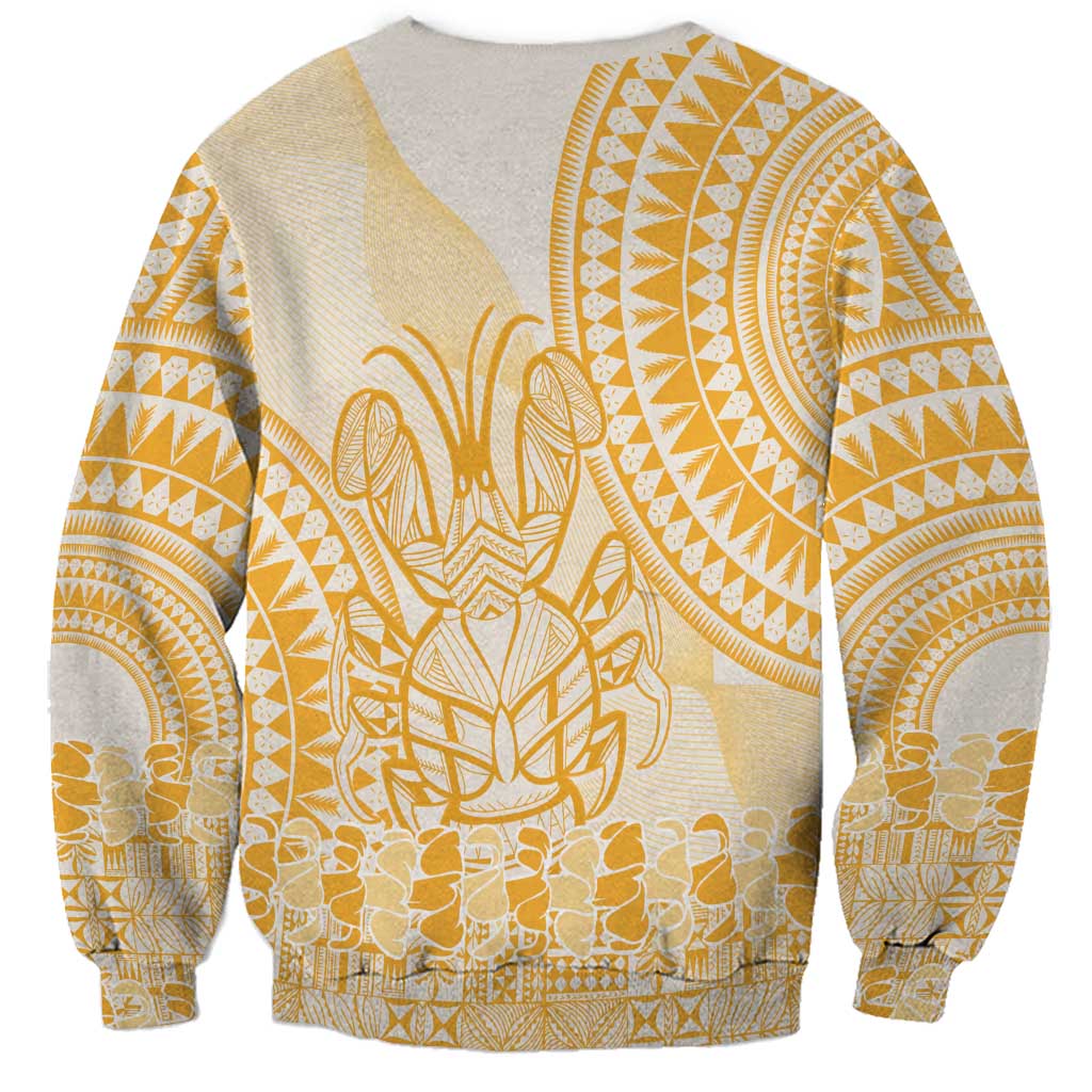 Niue Language Week Sweatshirt The Rock Coconut Crab - Siapo Gold Pastel LT14 - Polynesian Pride