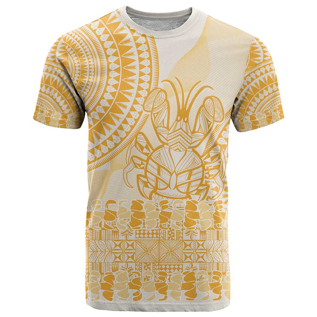 Niue Language Week T Shirt The Rock Coconut Crab - Siapo Gold Pastel LT14 Gold - Polynesian Pride