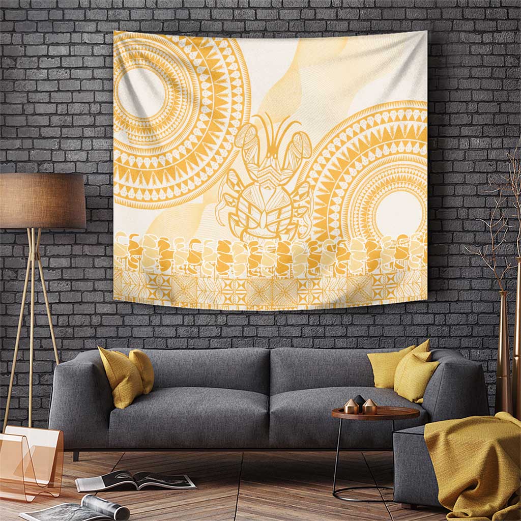 Niue Language Week Tapestry The Rock Coconut Crab - Siapo Gold Pastel