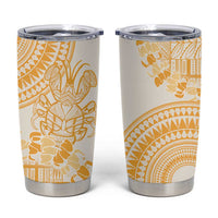 Niue Language Week Tumbler Cup The Rock Coconut Crab - Siapo Gold Pastel LT14 Gold - Polynesian Pride