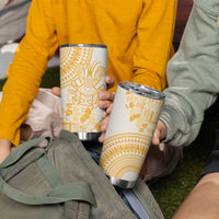 Niue Language Week Tumbler Cup The Rock Coconut Crab - Siapo Gold Pastel LT14 - Polynesian Pride