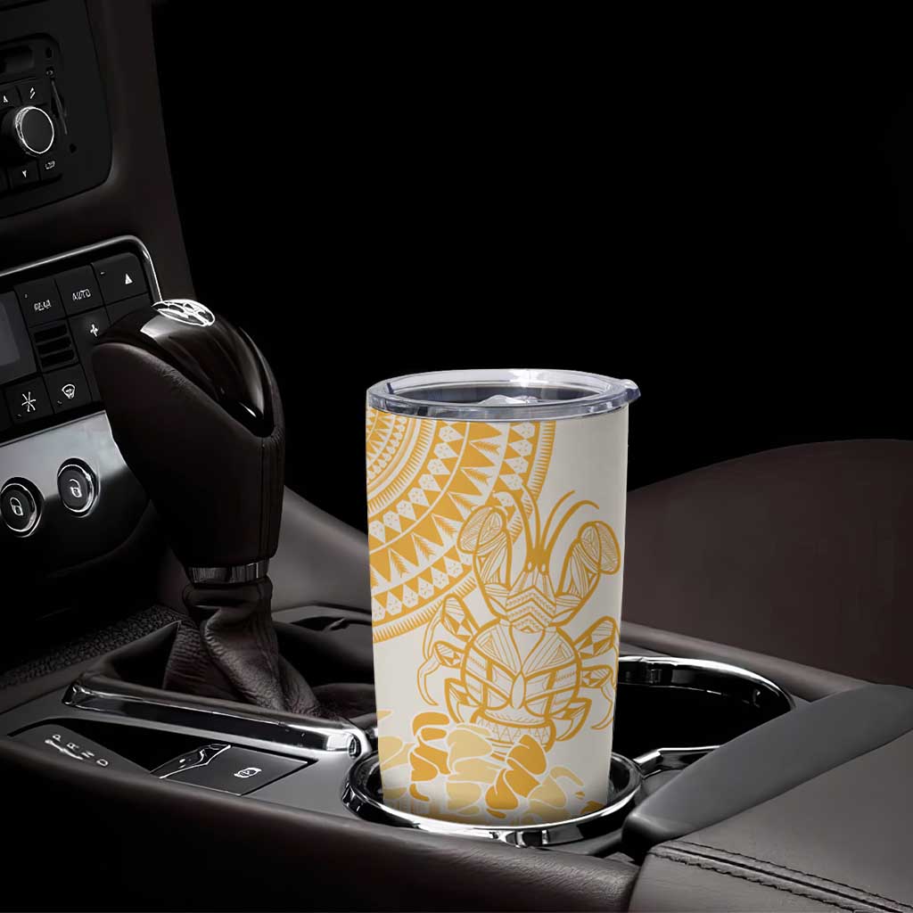 Niue Language Week Tumbler Cup The Rock Coconut Crab - Siapo Gold Pastel LT14 - Polynesian Pride