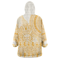 Niue Language Week Wearable Blanket Hoodie The Rock Coconut Crab - Siapo Gold Pastel