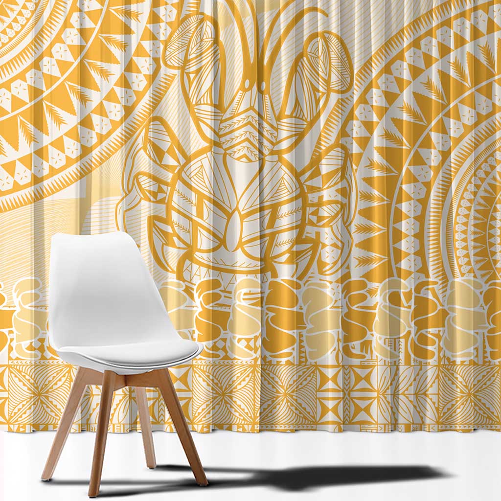Niue Language Week Window Curtain The Rock Coconut Crab - Siapo Gold Pastel LT14 - Polynesian Pride