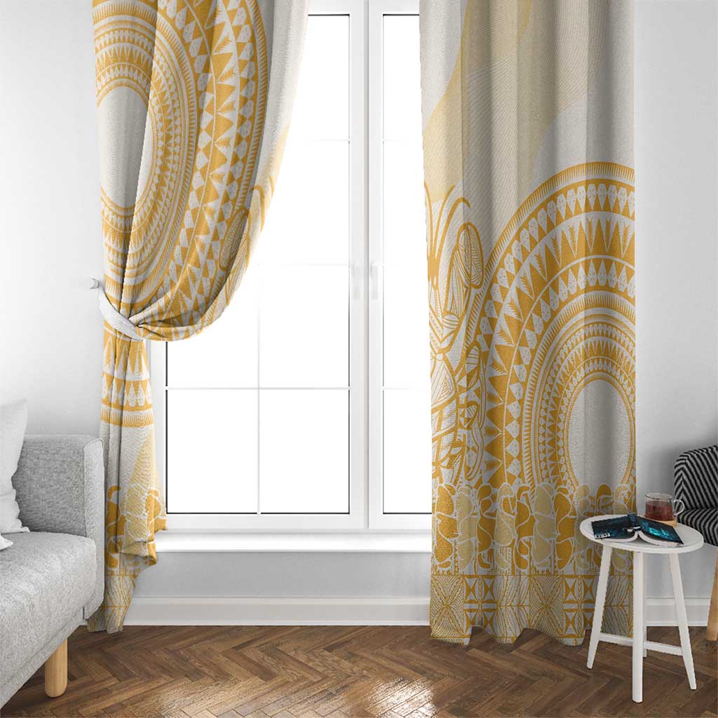 Niue Language Week Window Curtain The Rock Coconut Crab - Siapo Gold Pastel LT14 - Polynesian Pride