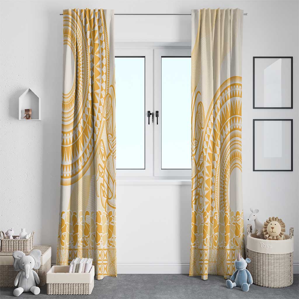 Niue Language Week Window Curtain The Rock Coconut Crab - Siapo Gold Pastel LT14 - Polynesian Pride