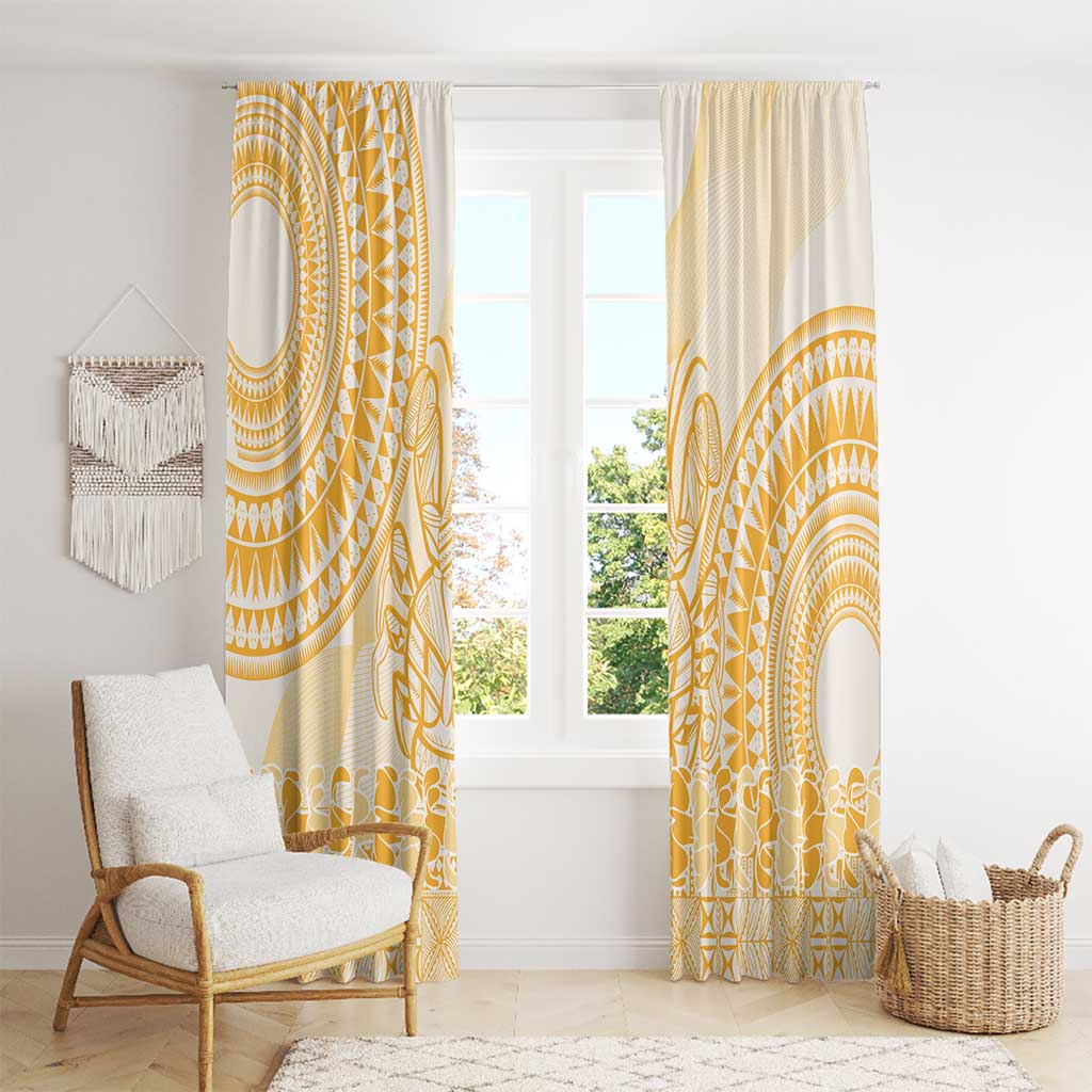Niue Language Week Window Curtain The Rock Coconut Crab - Siapo Gold Pastel LT14 - Polynesian Pride