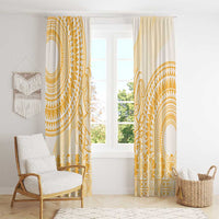 Niue Language Week Window Curtain The Rock Coconut Crab - Siapo Gold Pastel LT14 - Polynesian Pride