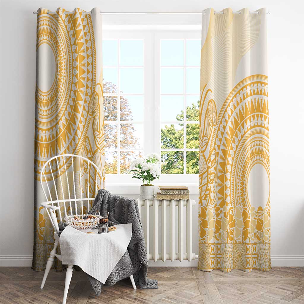 Niue Language Week Window Curtain The Rock Coconut Crab - Siapo Gold Pastel LT14 - Polynesian Pride