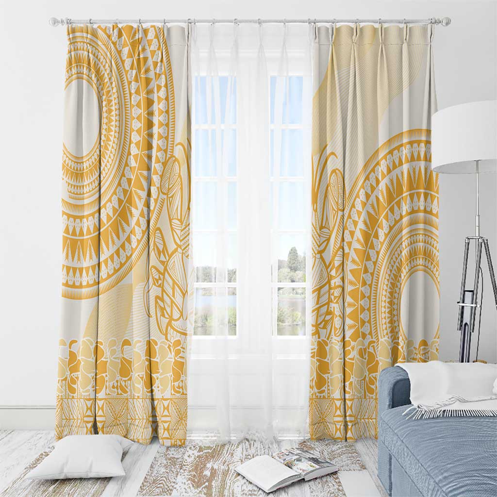Niue Language Week Window Curtain The Rock Coconut Crab - Siapo Gold Pastel LT14 - Polynesian Pride