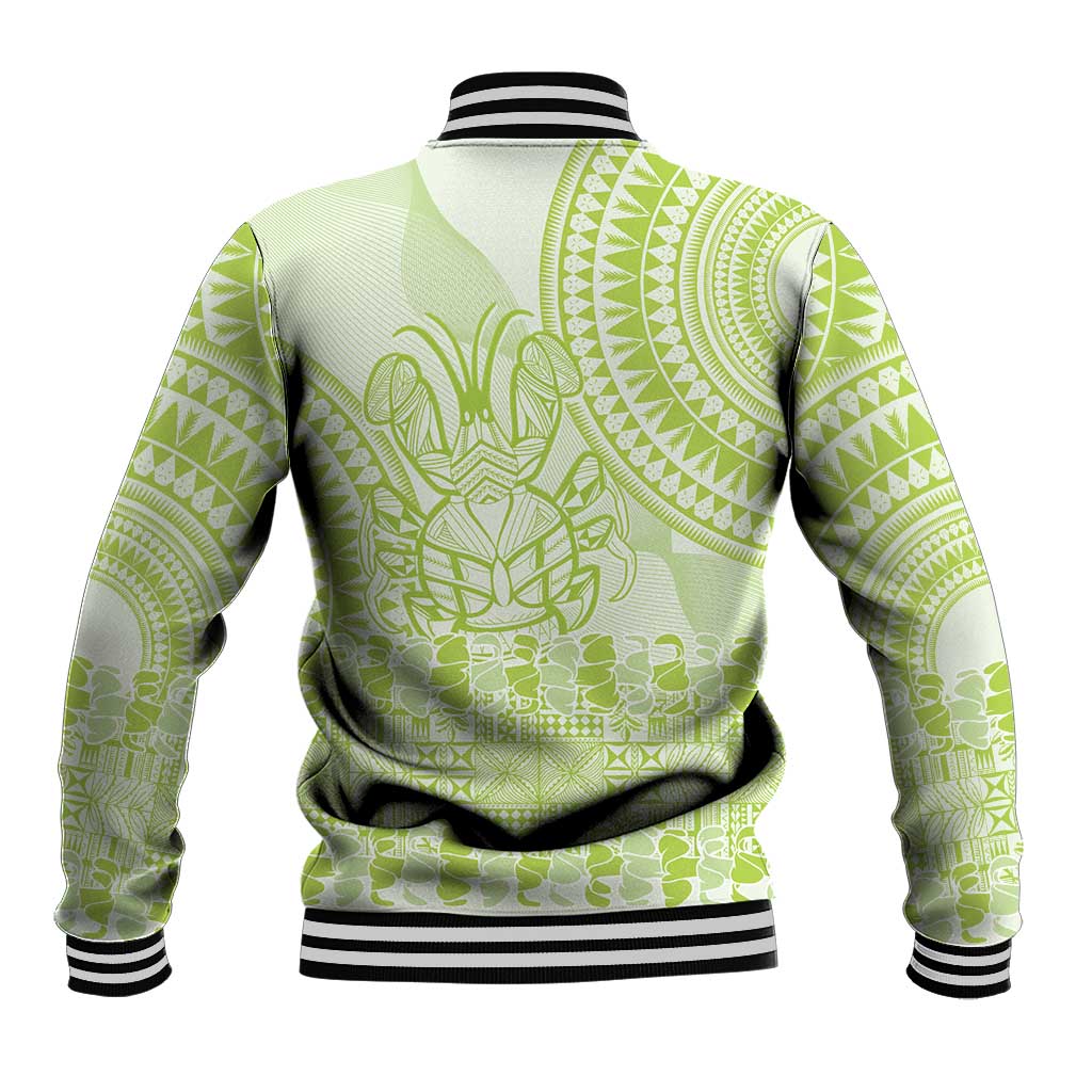 Lime Green Niue Language Week Baseball Jacket The Rock Coconut Crab - Siapo Pattern LT14 - Polynesian Pride