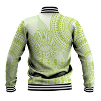 Lime Green Niue Language Week Baseball Jacket The Rock Coconut Crab - Siapo Pattern LT14 - Polynesian Pride