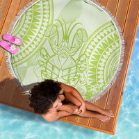 Lime Green Niue Language Week Beach Blanket The Rock Coconut Crab - Siapo Pattern LT14 - Polynesian Pride