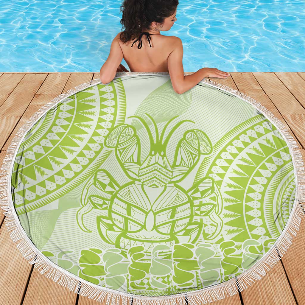 Lime Green Niue Language Week Beach Blanket The Rock Coconut Crab - Siapo Pattern LT14 - Polynesian Pride