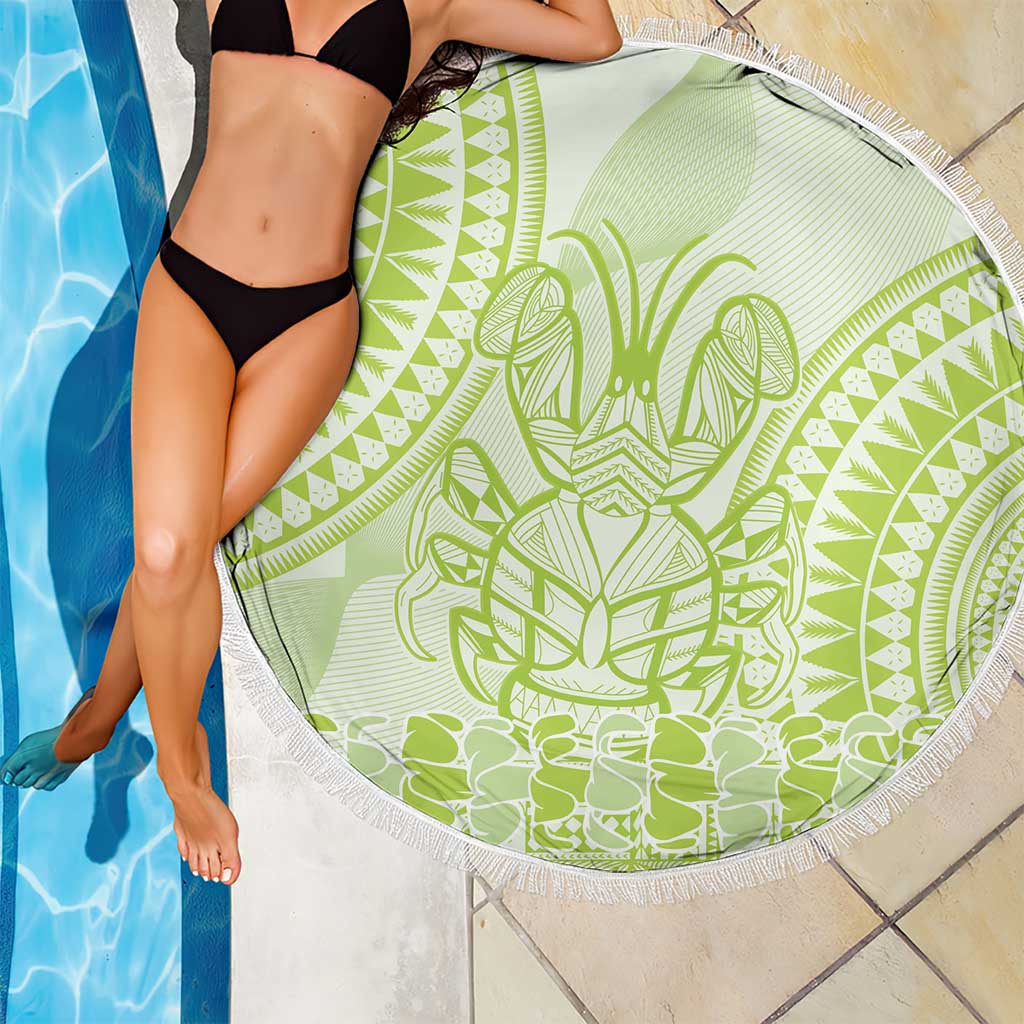 Lime Green Niue Language Week Beach Blanket The Rock Coconut Crab - Siapo Pattern LT14 - Polynesian Pride