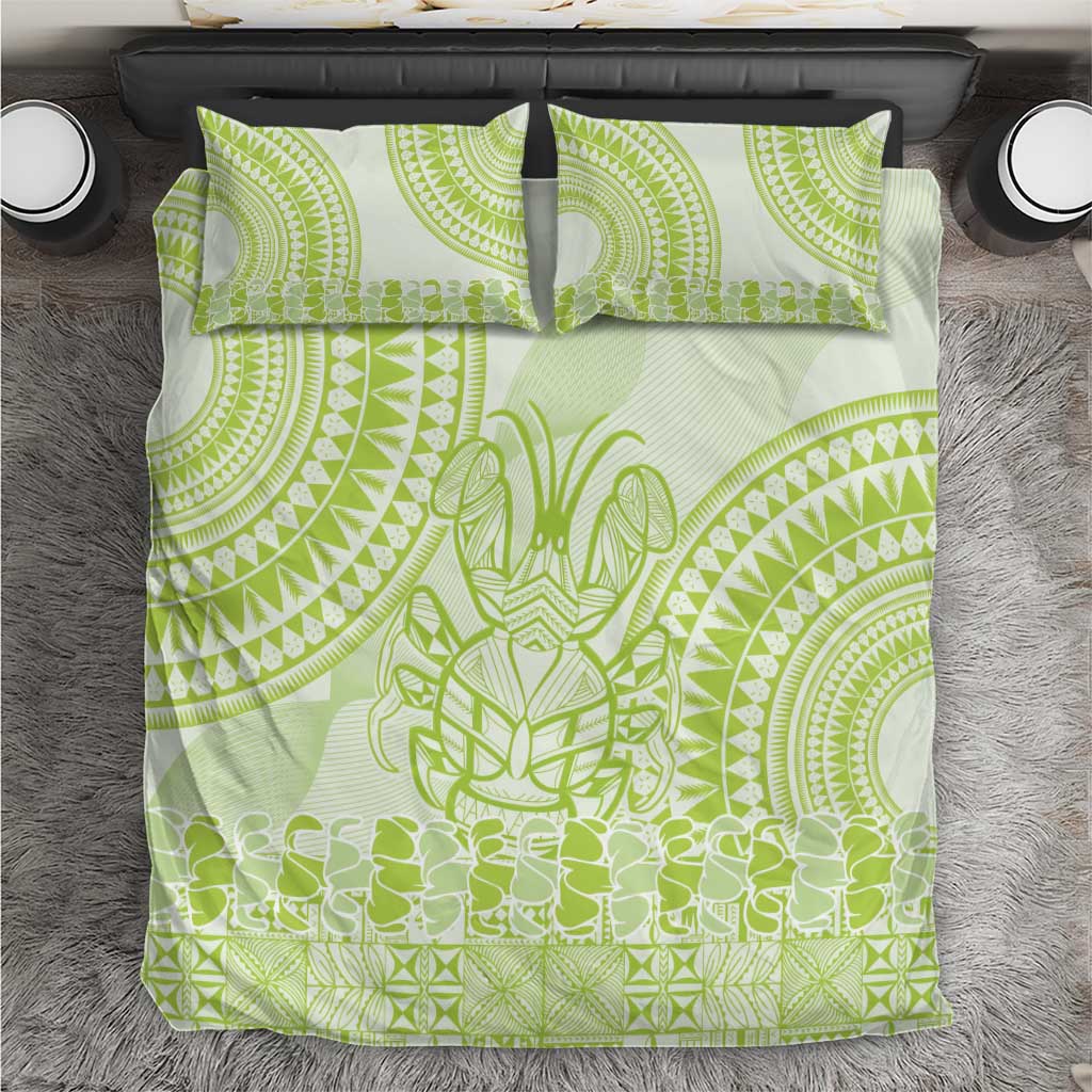 Lime Green Niue Language Week Bedding Set The Rock Coconut Crab - Siapo Pattern