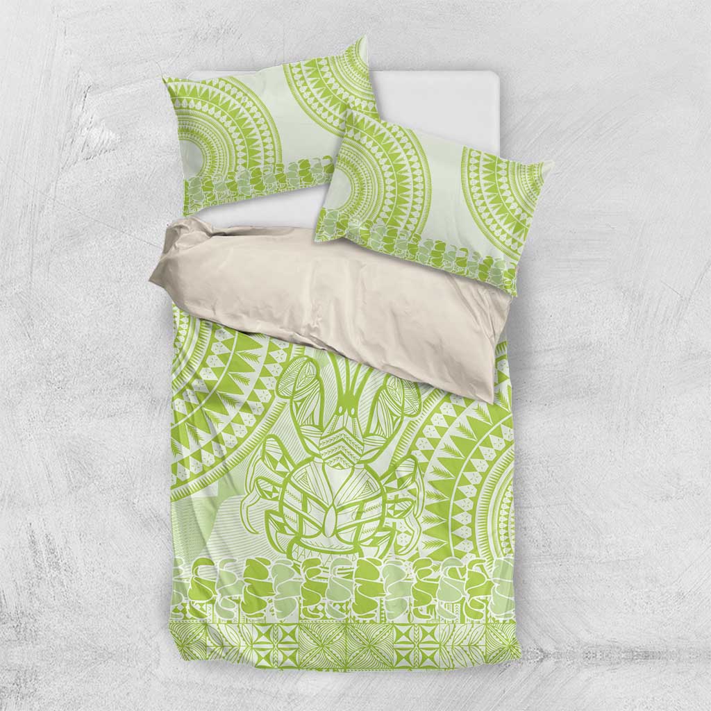Lime Green Niue Language Week Bedding Set The Rock Coconut Crab - Siapo Pattern