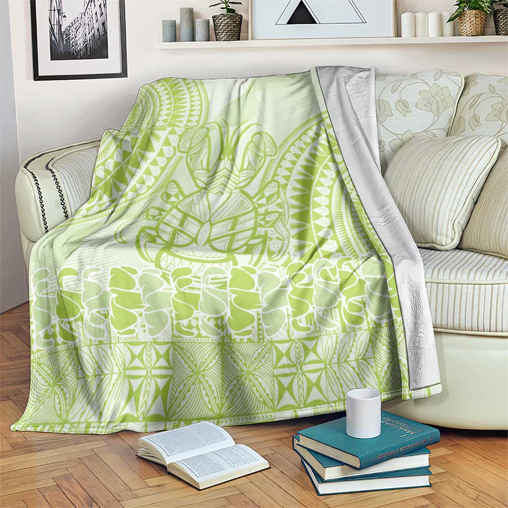 Lime Green Niue Language Week Blanket The Rock Coconut Crab - Siapo Pattern LT14 Lime Green - Polynesian Pride