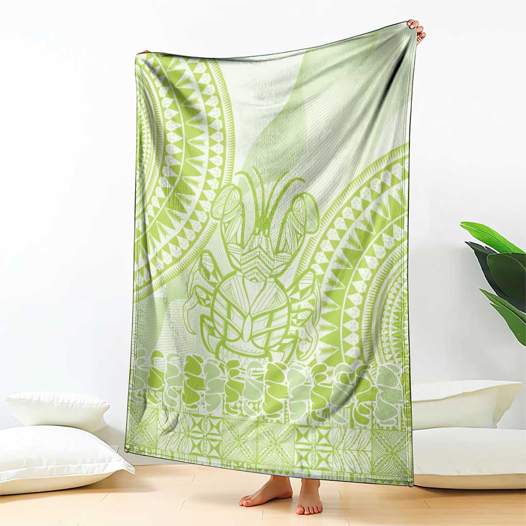 Lime Green Niue Language Week Blanket The Rock Coconut Crab - Siapo Pattern LT14 - Polynesian Pride
