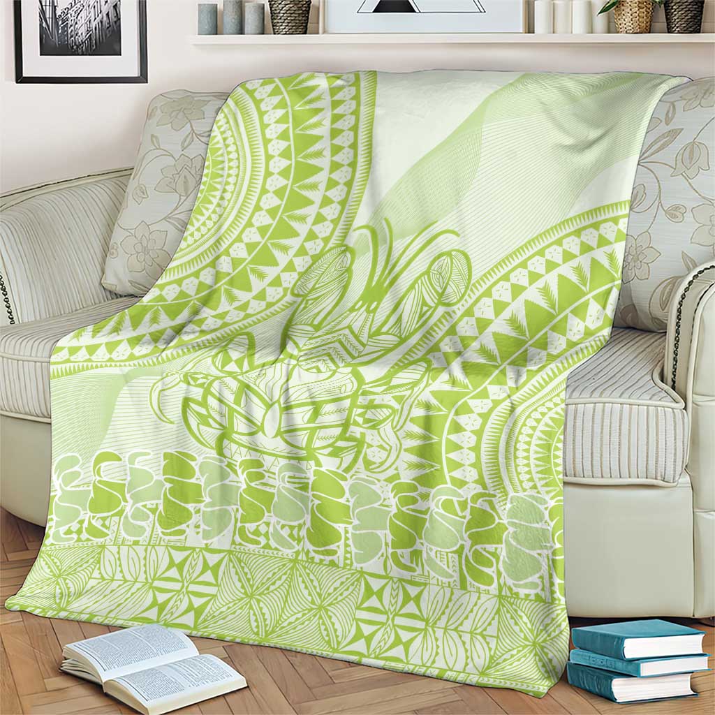 Lime Green Niue Language Week Blanket The Rock Coconut Crab - Siapo Pattern LT14 - Polynesian Pride
