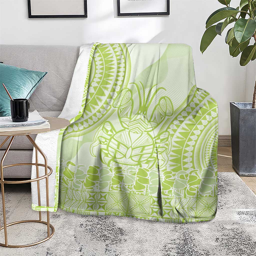 Lime Green Niue Language Week Blanket The Rock Coconut Crab - Siapo Pattern LT14 - Polynesian Pride
