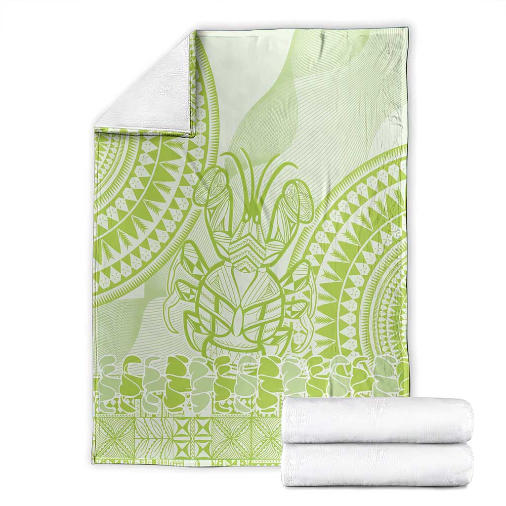 Lime Green Niue Language Week Blanket The Rock Coconut Crab - Siapo Pattern LT14 - Polynesian Pride